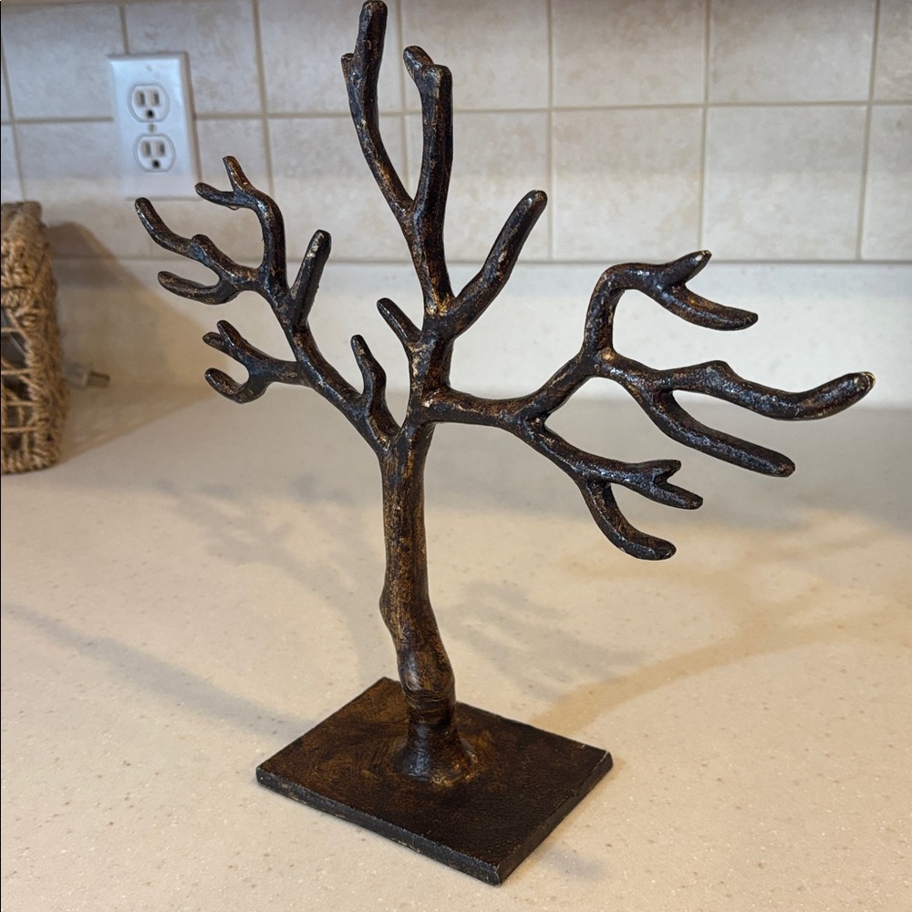 Source Unknown Bronze Metal Branch Tree Jewelry Stand